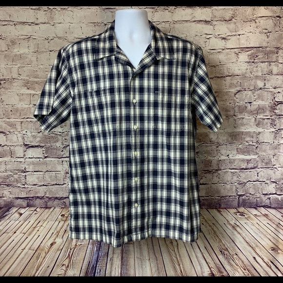 Tommy Hilfiger Navy Plaid Button Front Vintage Fit Shirt - Picture 1 of 10